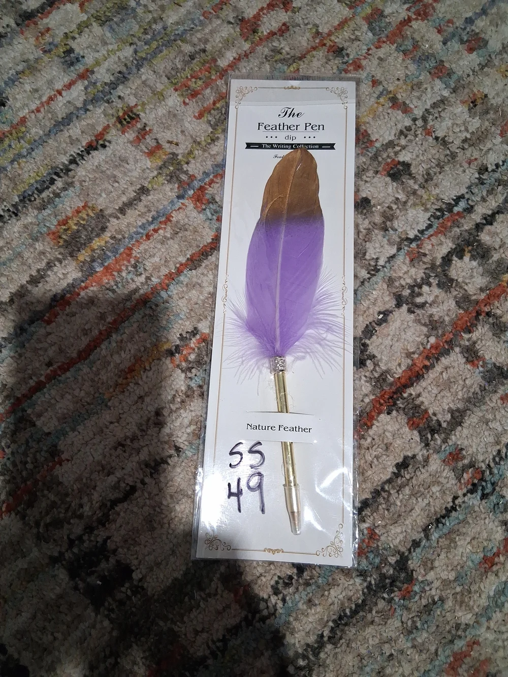 Purple and Brown Feather Quill  Pen